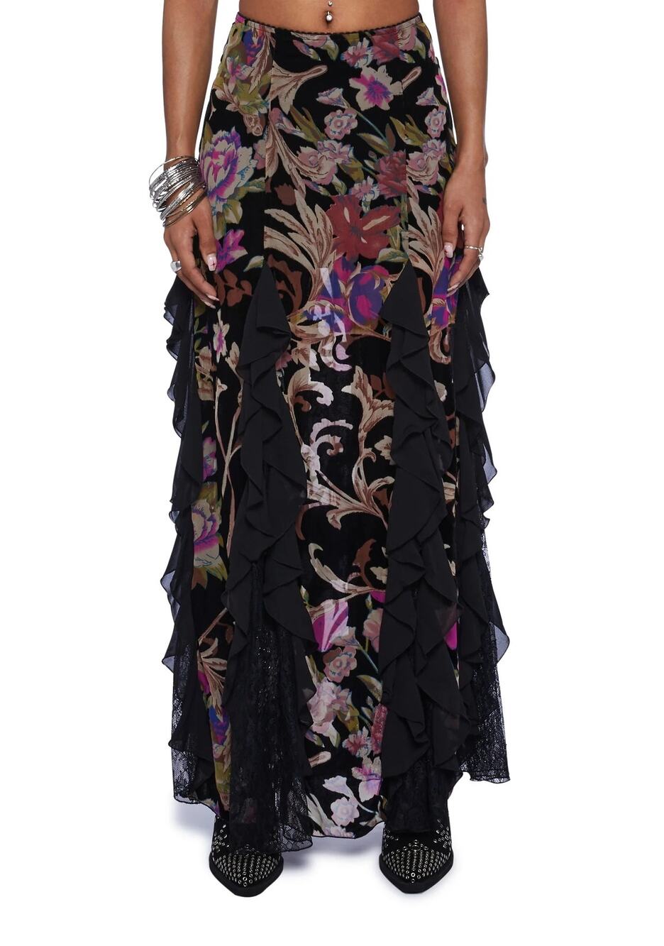 Current Mood Dolls Kill Sm Velvet Floral Lace Maxi Stumbled on Sublime Boho Goth